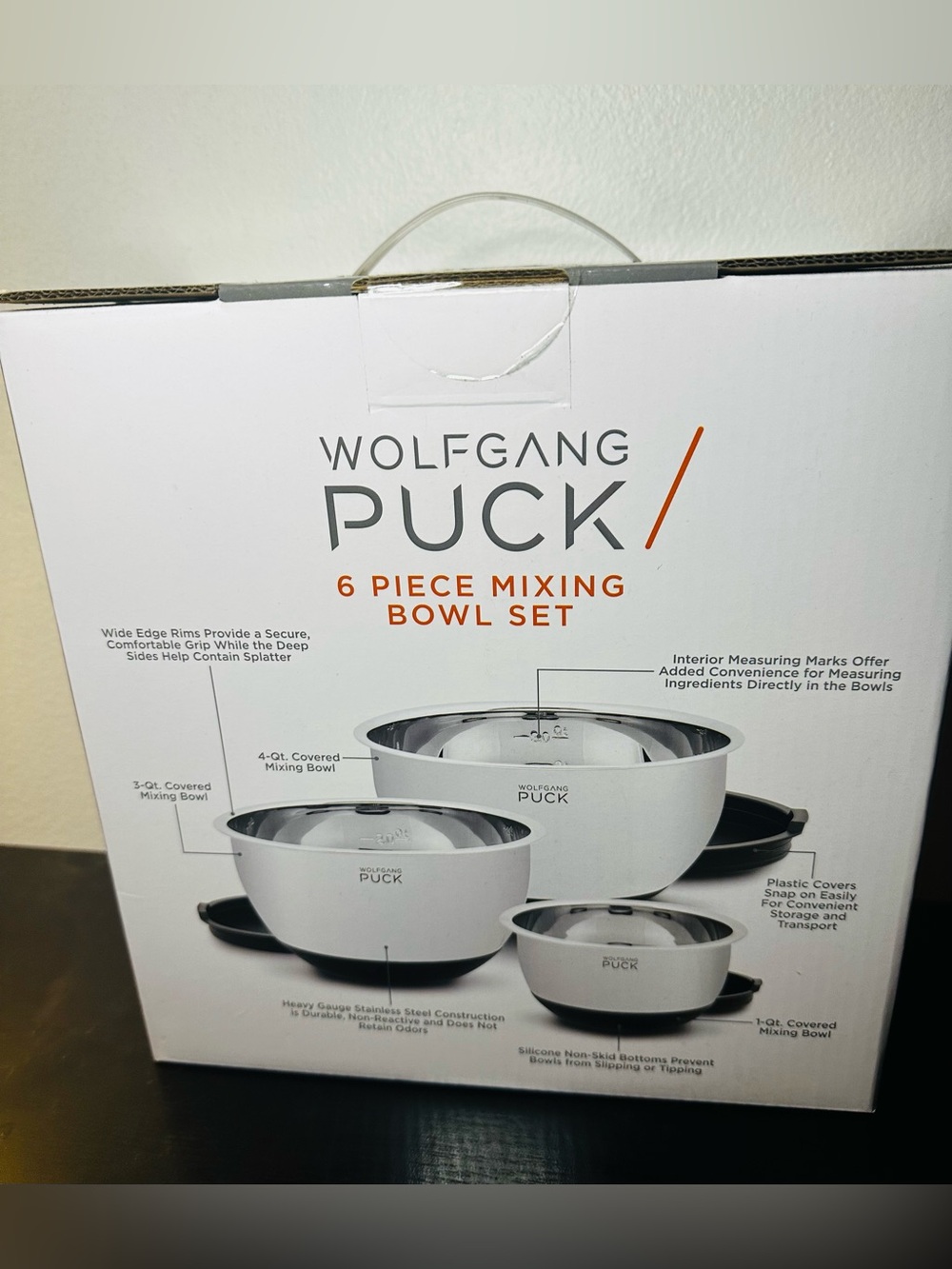 Wolfgang Puck 6-Piece White Mixing Bowl Set with Lids